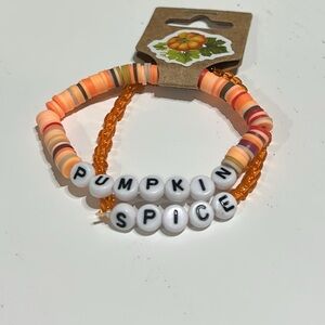 New! Pumpkin Spice Bracelet Set with Heishi Beads PSL Adult
